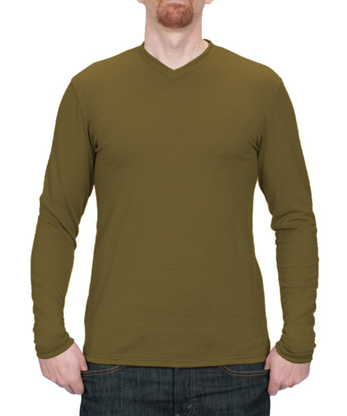 Men's Lightweight Wool Long Sleeve Shirt - Military Front