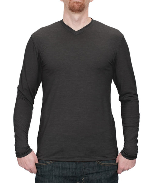 Men's Lightweight Wool Long Sleeve Shirt - Charcoal Front